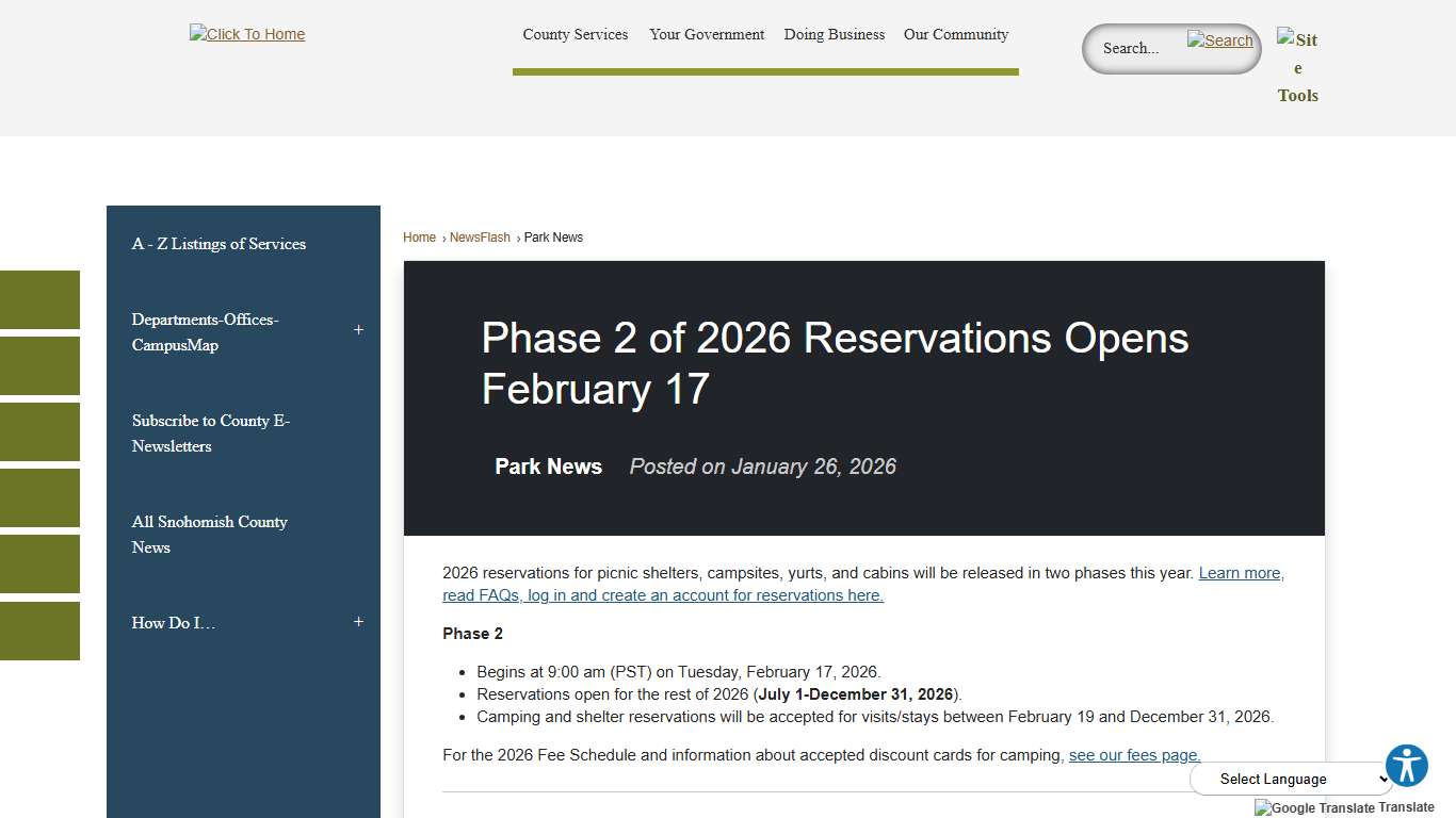 Phase 2 of 2026 Reservations Opens February 17 • Snohomish County, WA